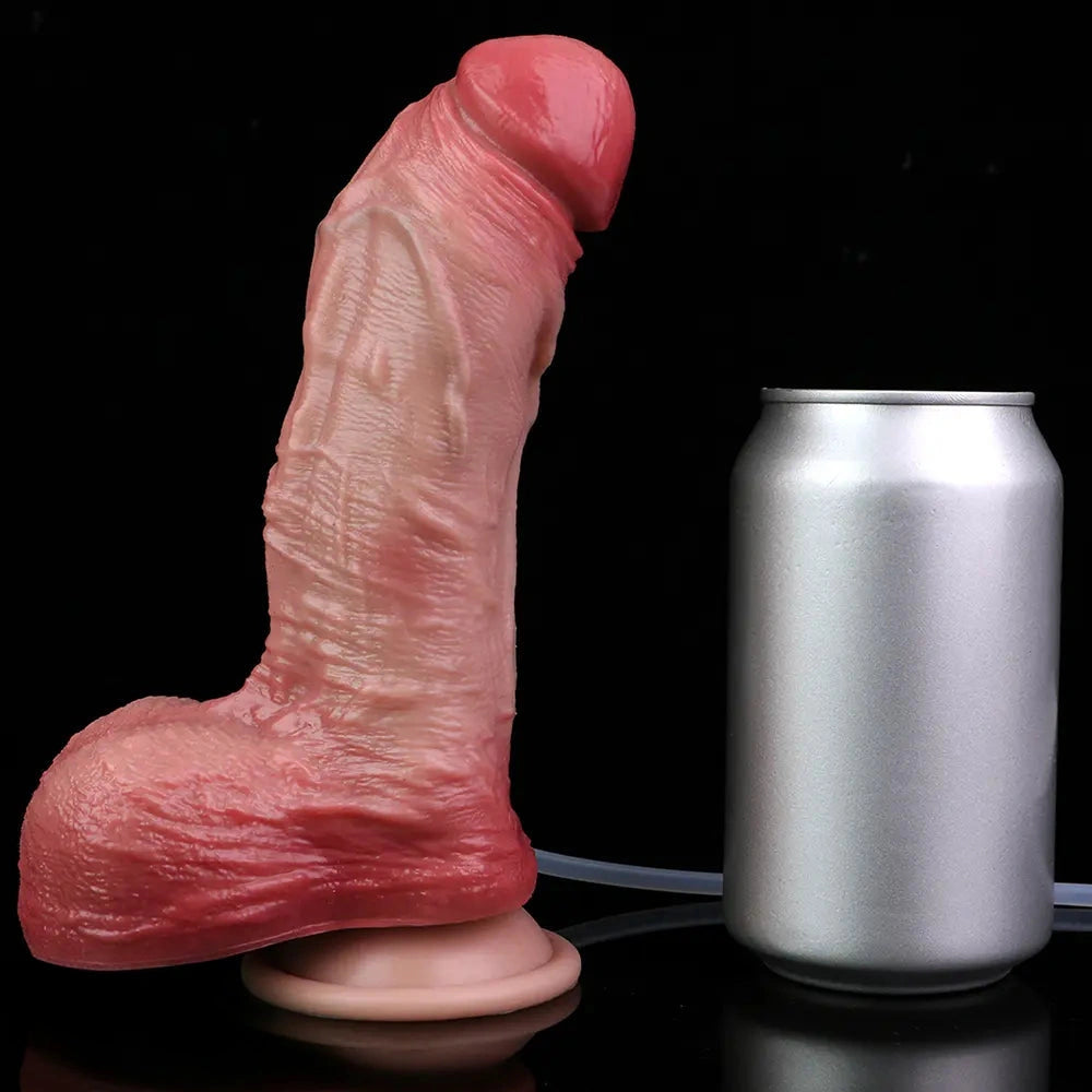 7.28in Water Spraying Liquid Silicone Double Layer Realistic Cumming Dildo