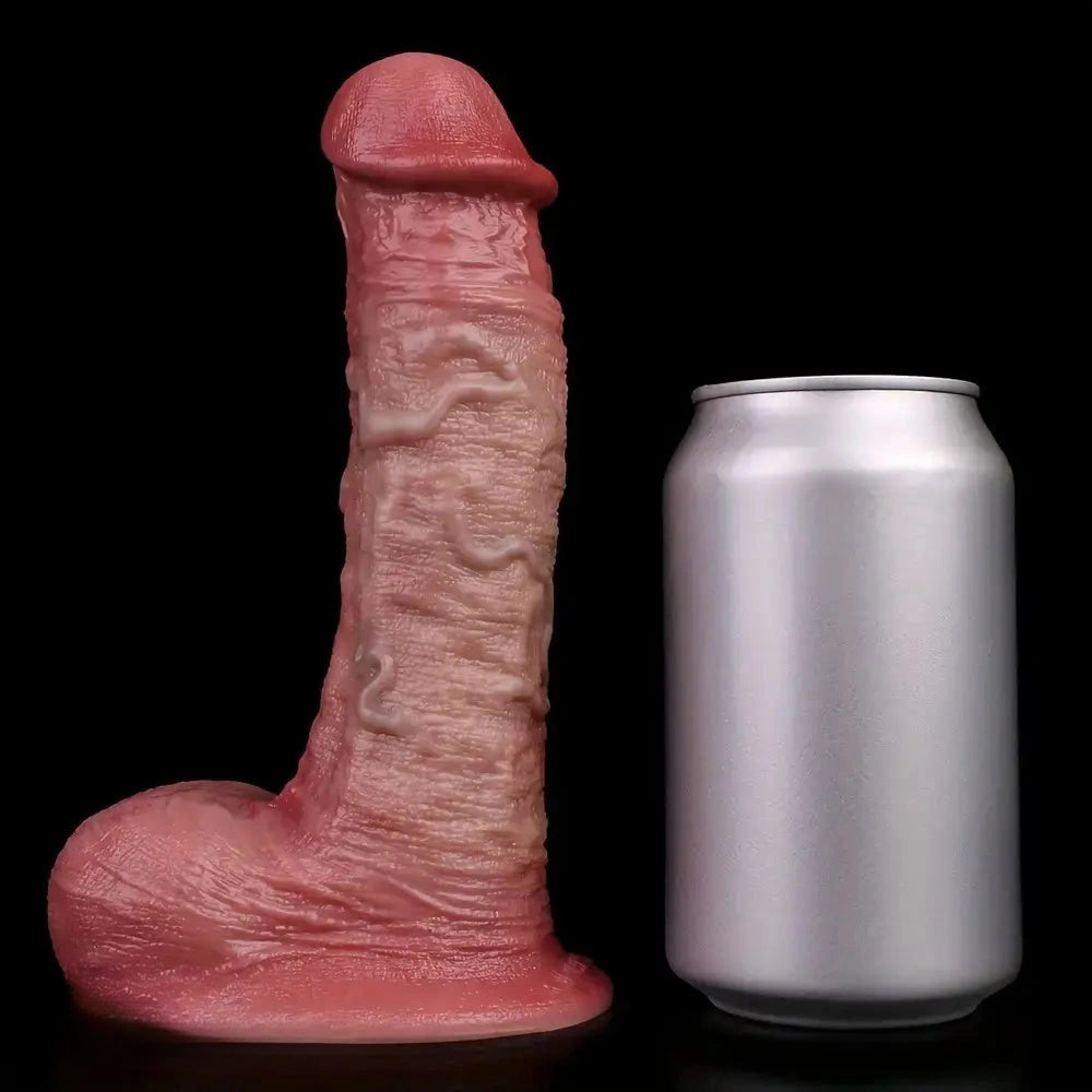7.2in Dual Layer Liquid Silicone Dildo Soft Masturbator With Suction Base