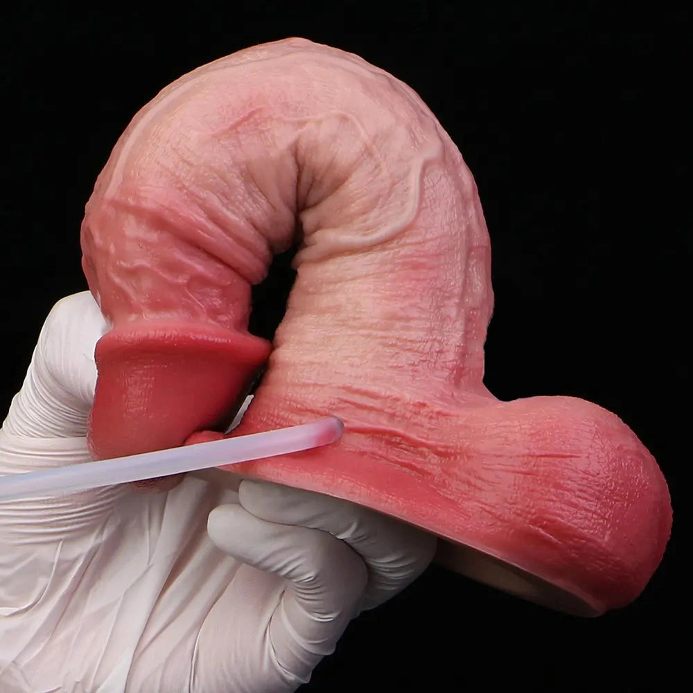 7.2in Liquid Silicone Double Layer Realistic Cumming Dildo For Ejacluting