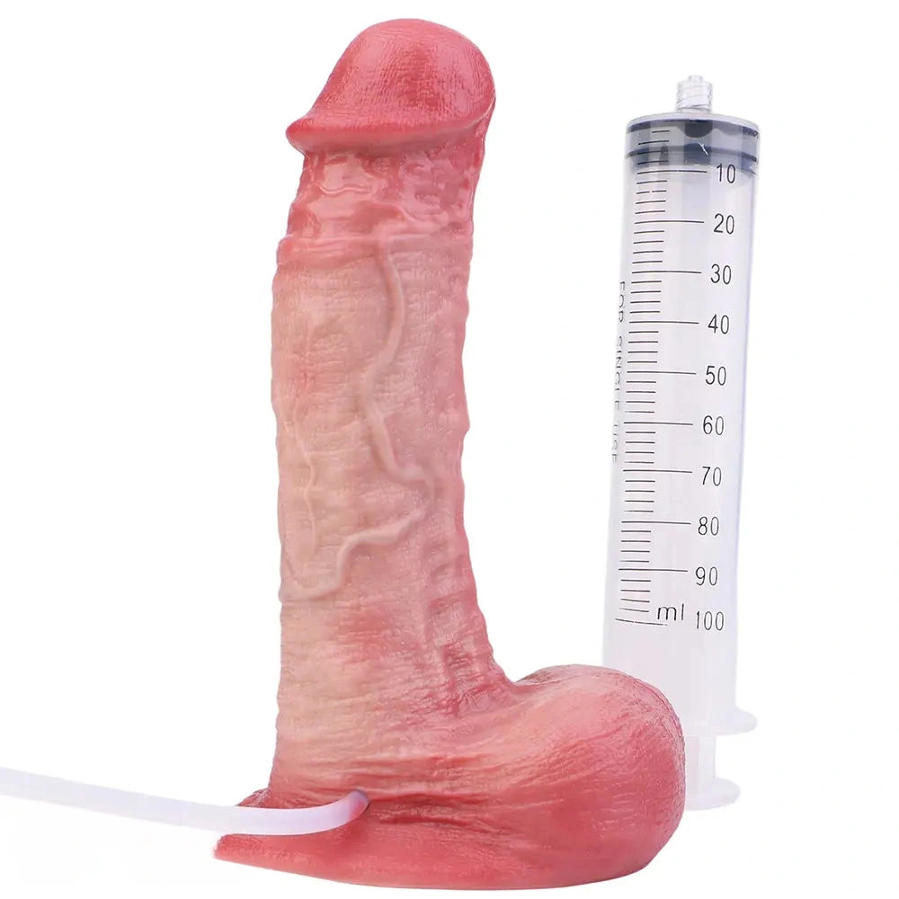 7.2in Liquid Silicone Double Layer Realistic Cumming Dildo For Ejacluting