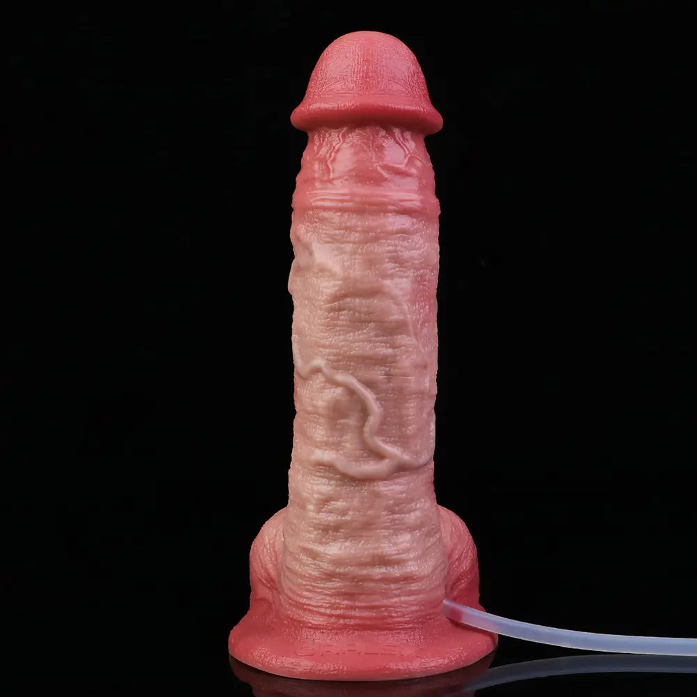 7.2in Liquid Silicone Double Layer Realistic Cumming Dildo For Ejacluting