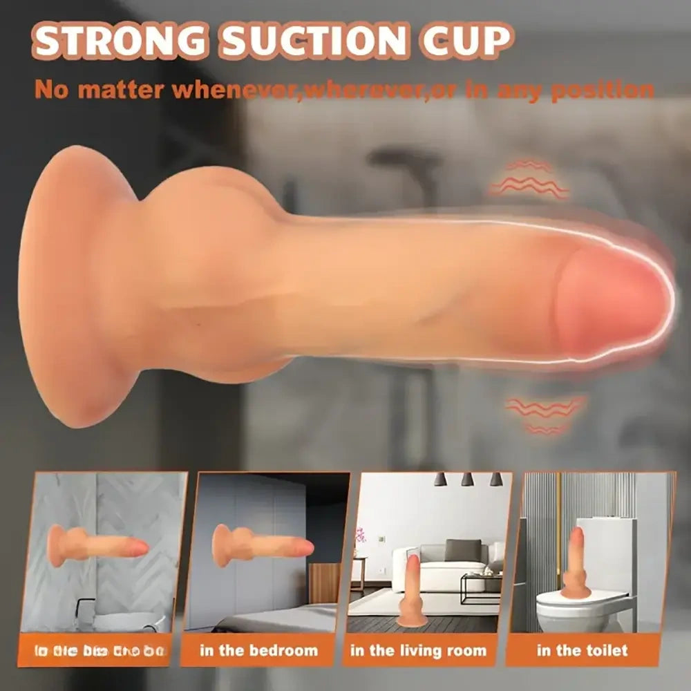 7.2in Silicone Soft Vibrating Inflatable Real Automatic Vivid Balls Dildo