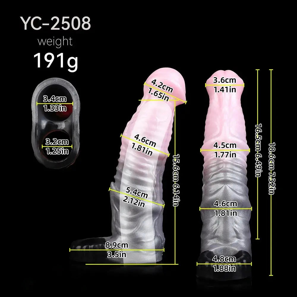 7.32in Horse Cock Sleeve Dildo Thickening Penis Sleeve Soft Armor Style