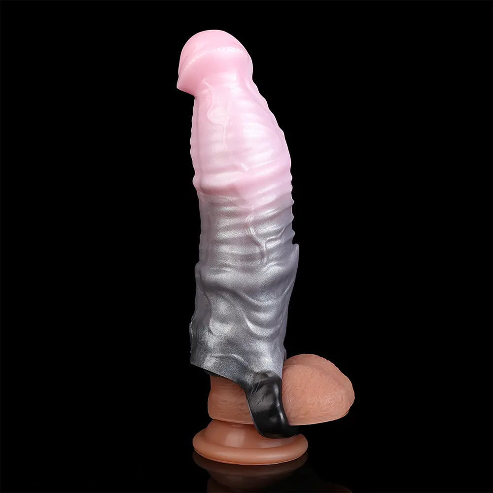 7.32in Horse Cock Sleeve Dildo Thickening Penis Sleeve Soft Armor Style