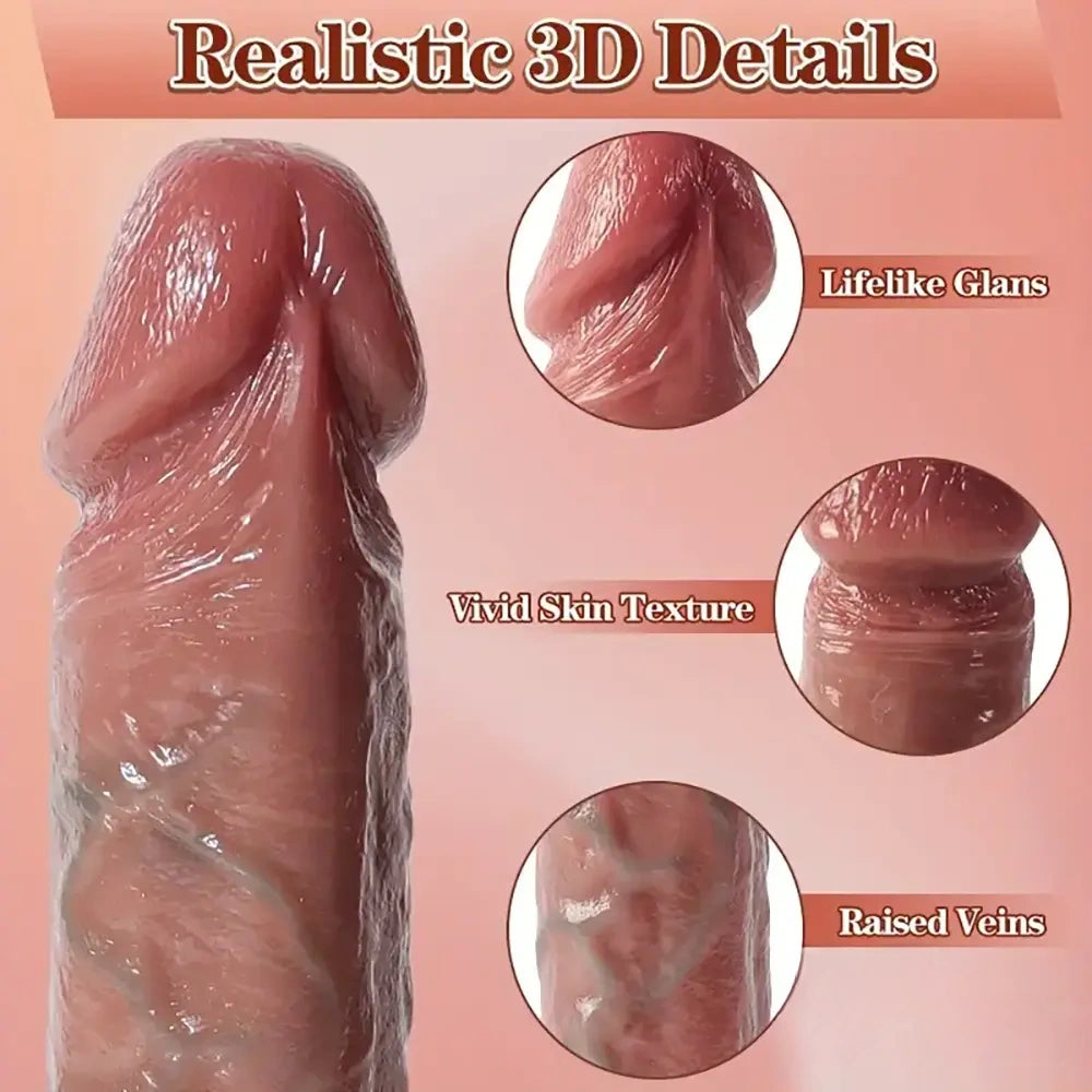 7.32in Realistic Female Male Flesh Like Silicone Dildo With 3D Veins