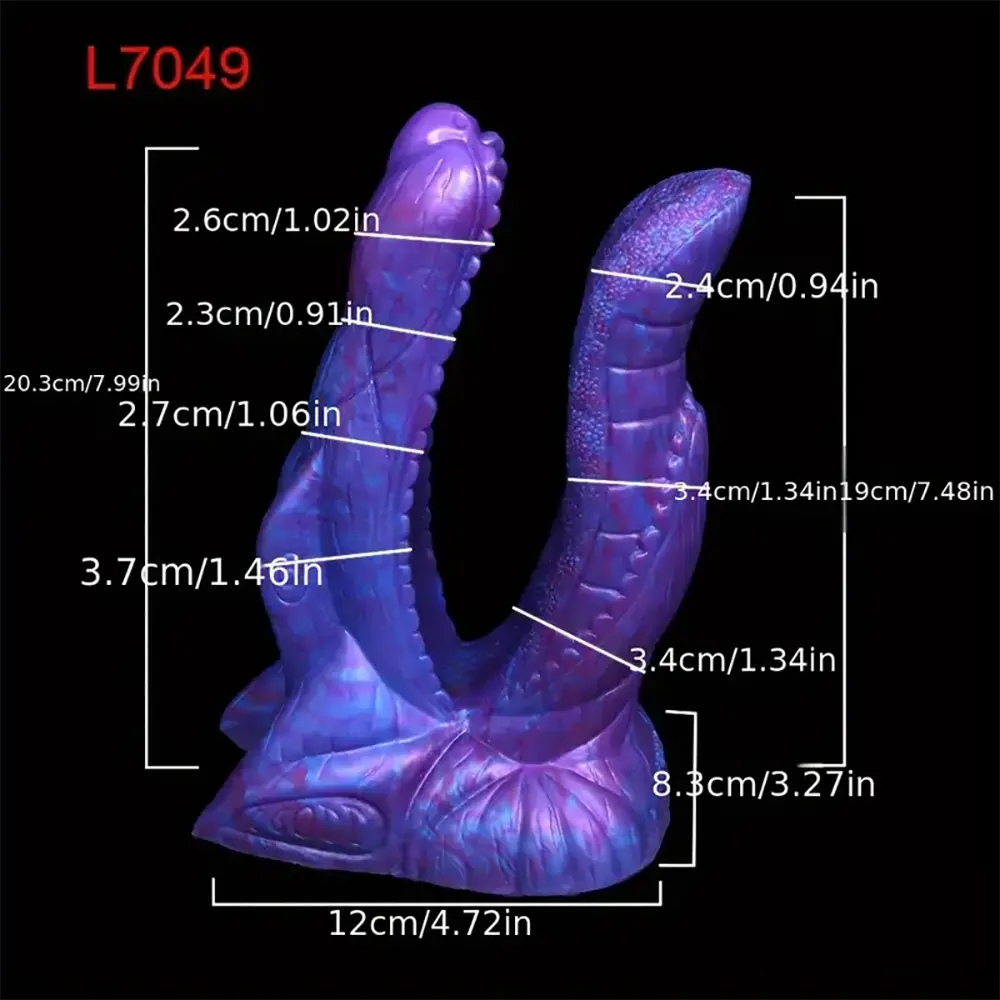 7.36in 7.99in 8.07in U-shaped Double-headed Monster Dildo With Sucker