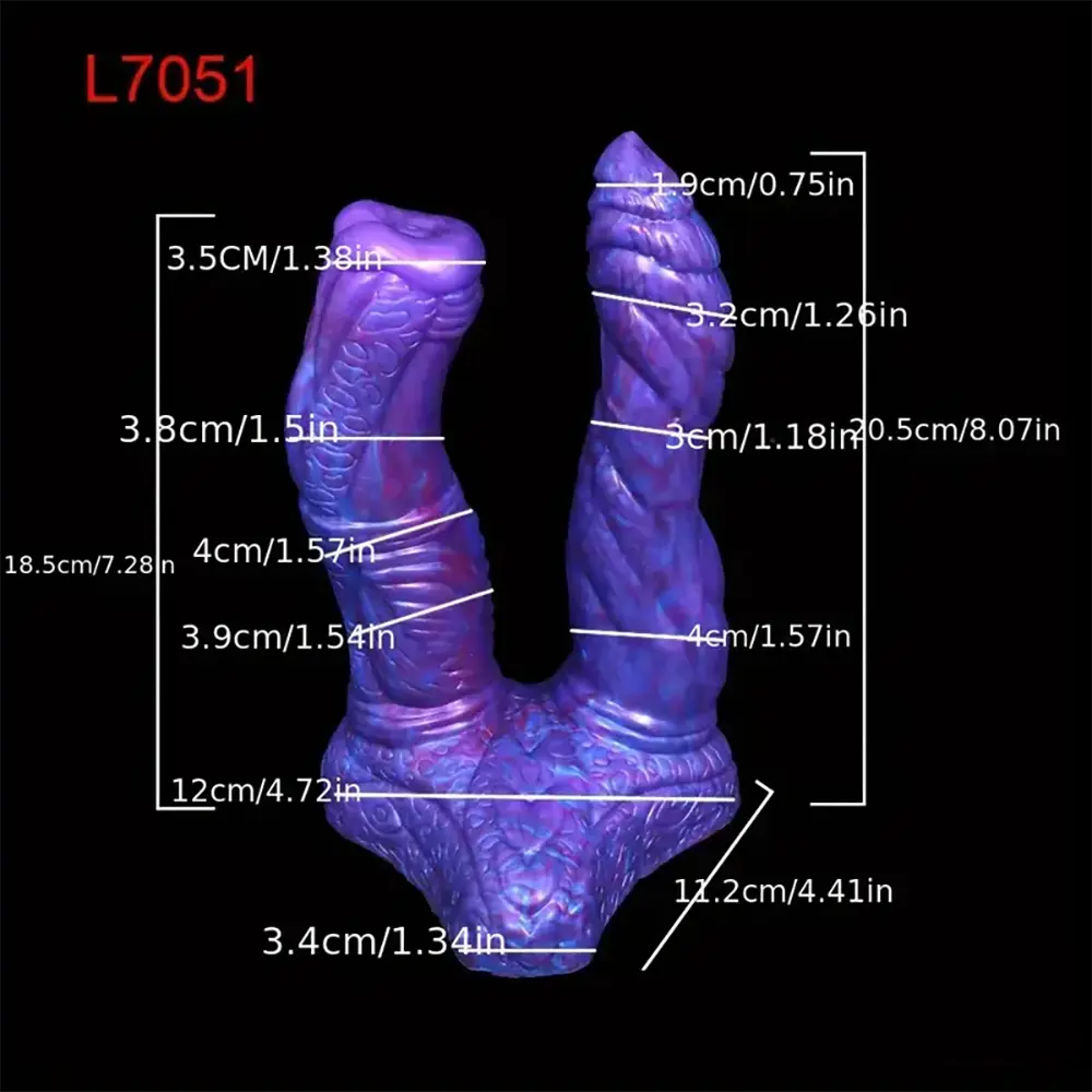 7.36in 7.99in 8.07in U-shaped Double-headed Monster Dildo With Sucker