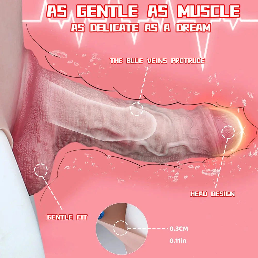 7.36in Hollow Lifelike Strap on Dildo Panty Protruding Veins Realistic Penis