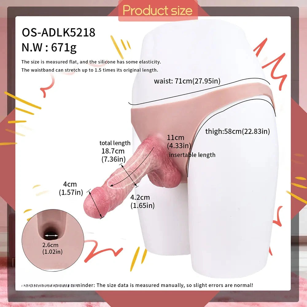 7.36in Hollow Strap on Dildo Panty With Realistic Skin Texture Couples