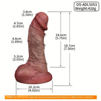 7.36in Realistic Double-Layer Veins Dildo With Soft Exterior & Stiff Interior