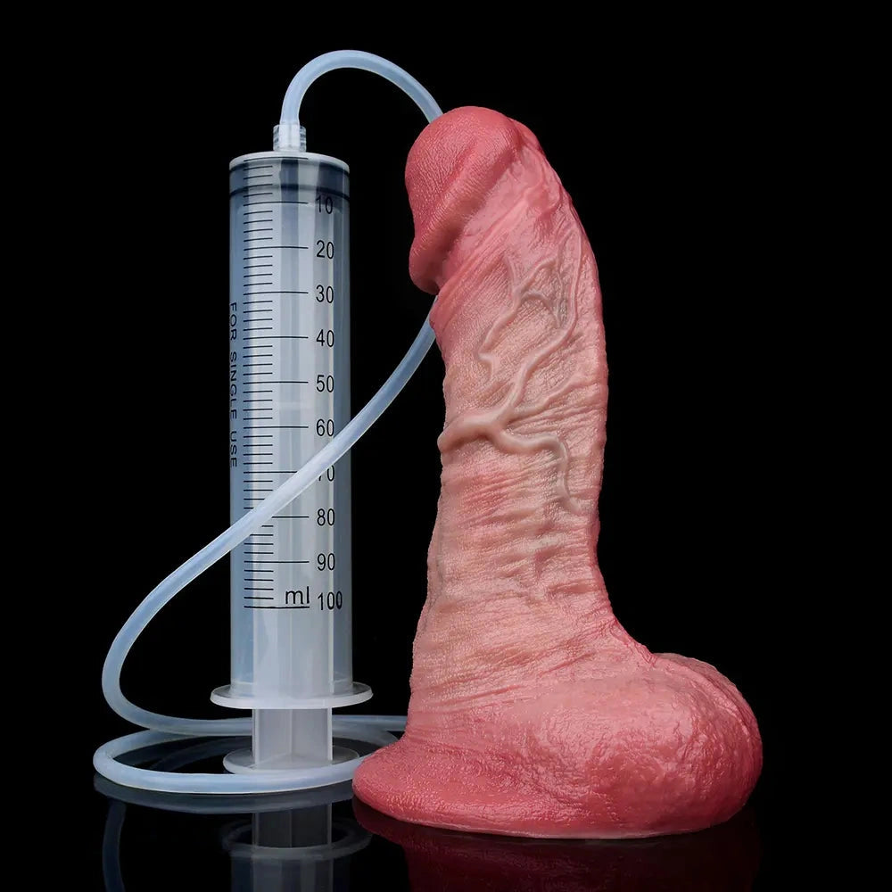 7.36in Realistic Vessel Appearance Dual Density Silicone Ejaculating Dildo