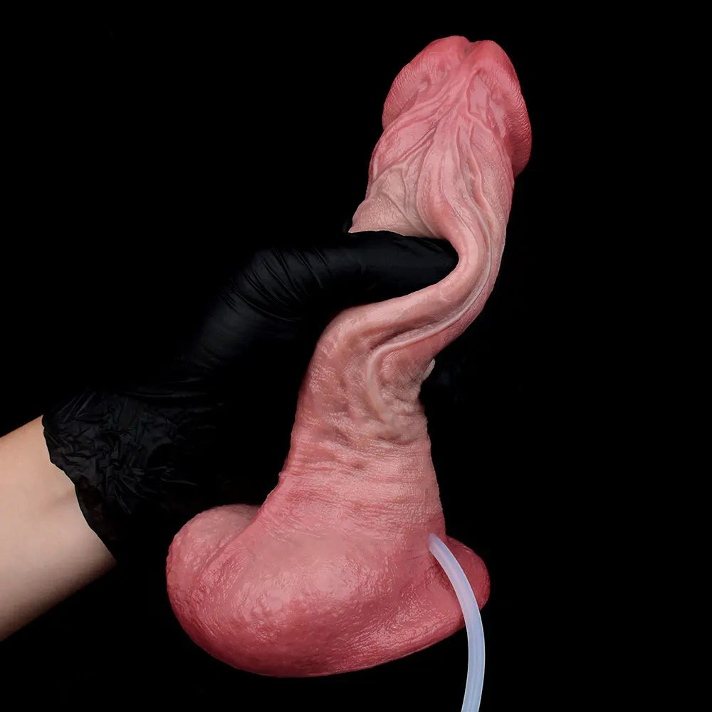 7.36in Realistic Vessel Appearance Dual Density Silicone Ejaculating Dildo