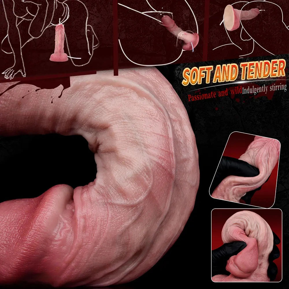 7.36in Realistic Vessel Appearance Dual Density Silicone Ejaculating Dildo
