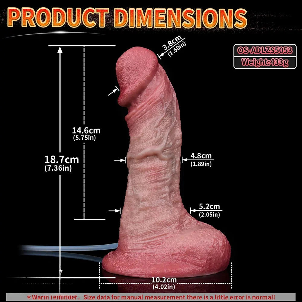7.36in Realistic Vessel Appearance Dual Density Silicone Ejaculating Dildo