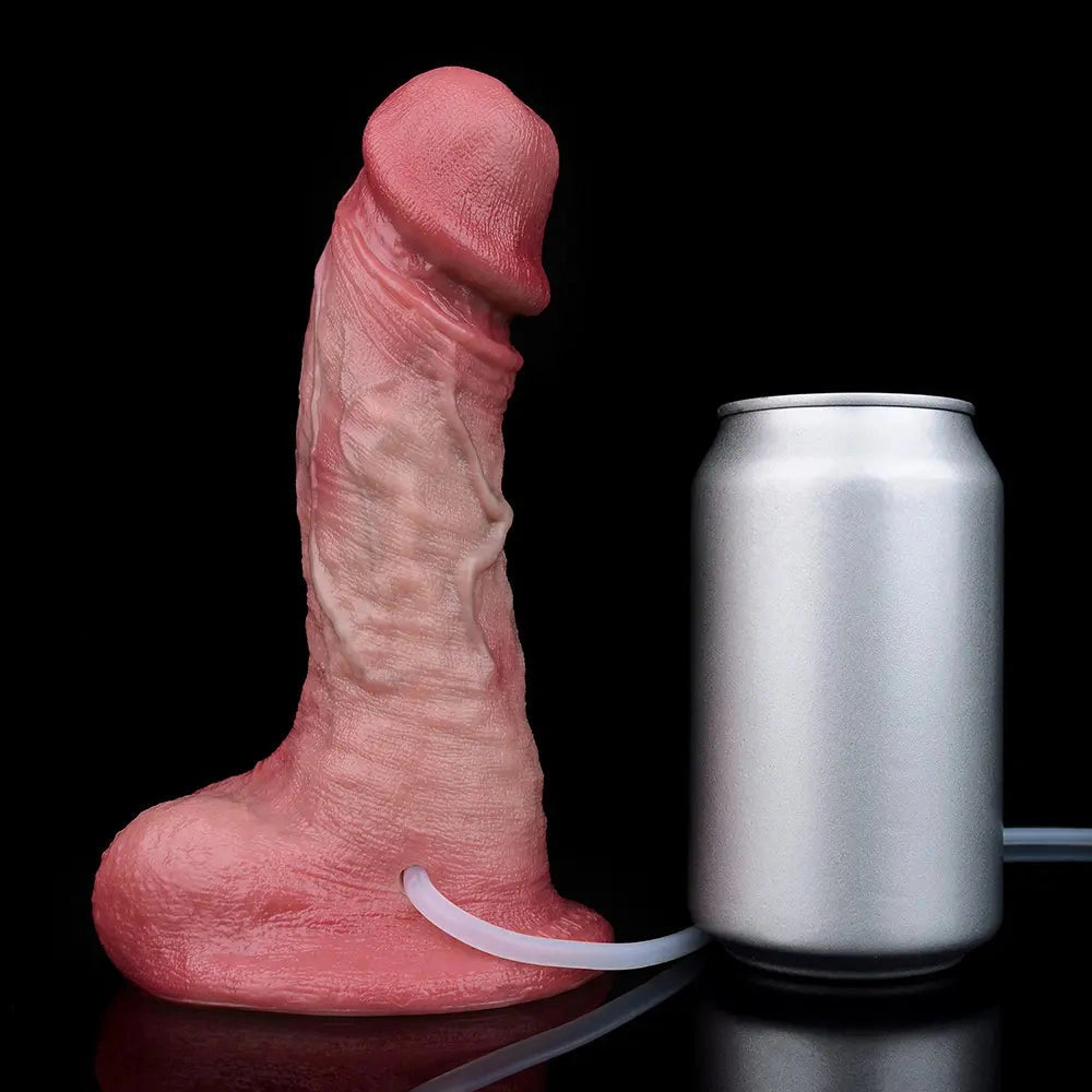 7.36in Realistic Vessel Appearance Dual Density Silicone Ejaculating Dildo