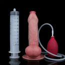 7.36in Spray Water Penis Real Foreskin Uncut Dildo For Clit Stimulation