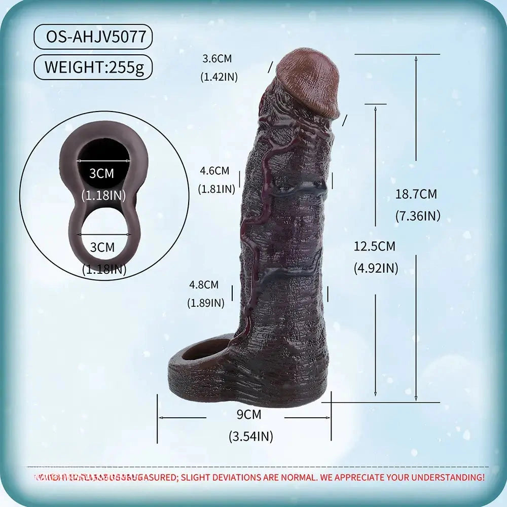 7.36in Vibrating Dildo Sleeve Friendly Flexible Rooster Veins Dildo Sleeve