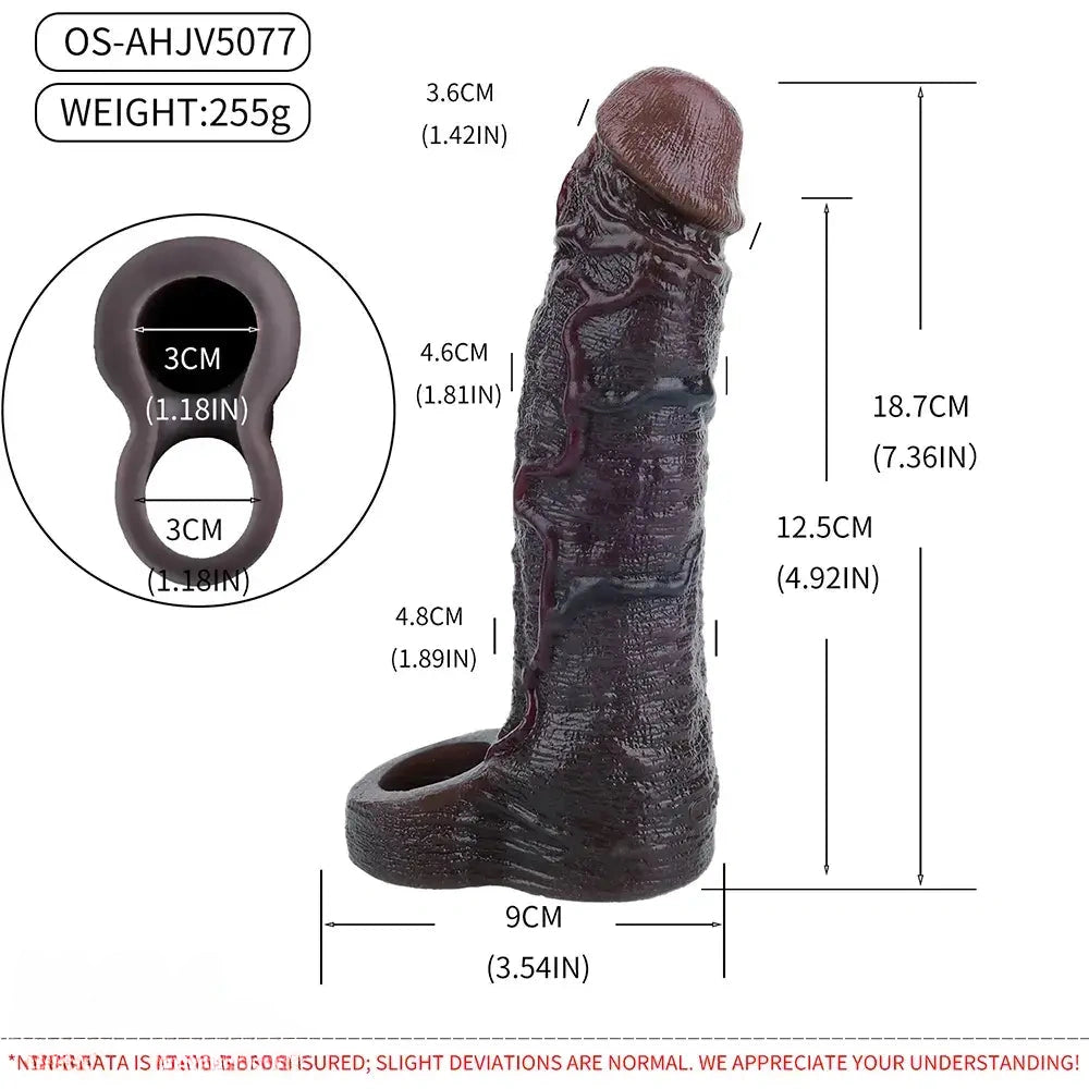 7.36in Vibrating Dildo Sleeve Friendly Flexible Rooster Veins Dildo Sleeve