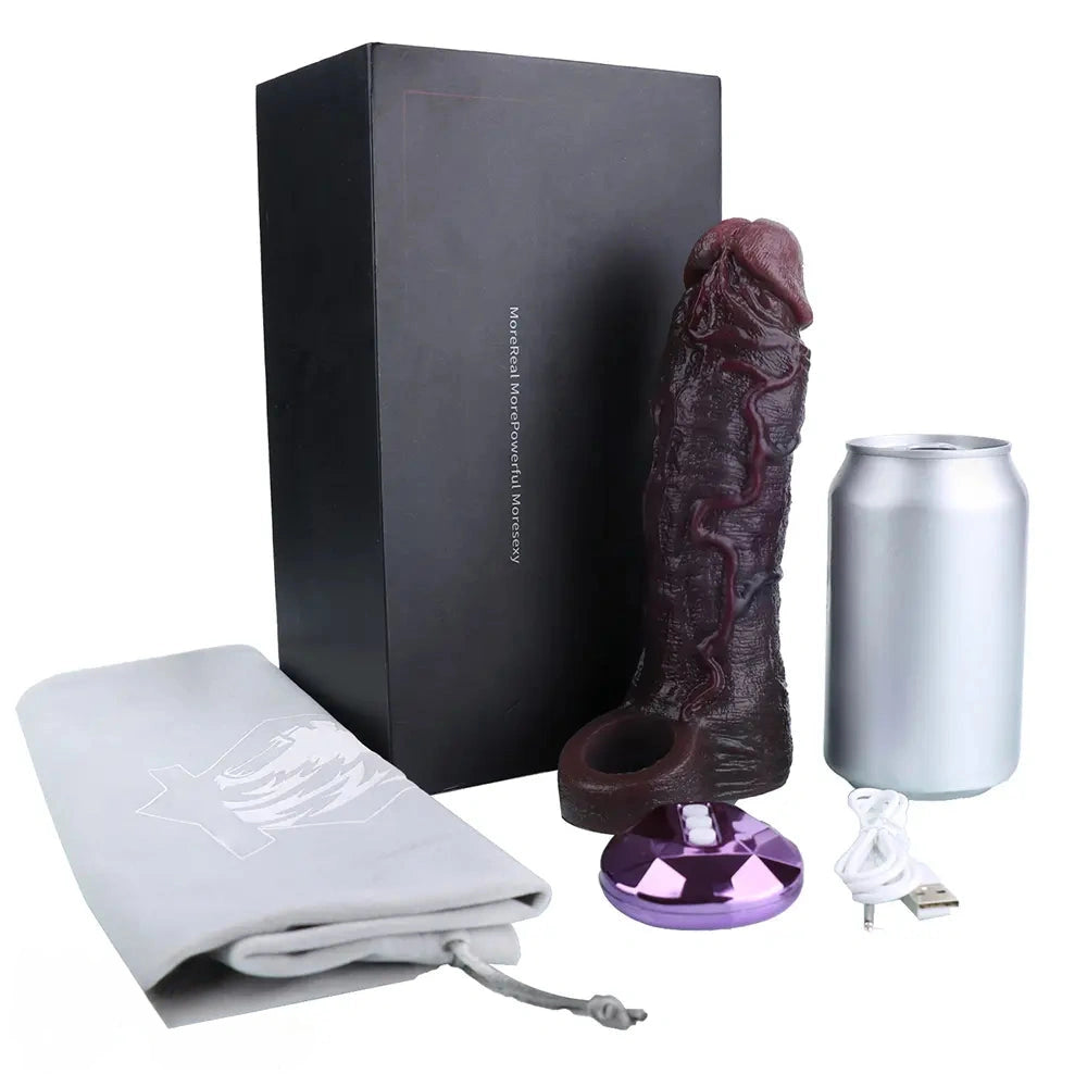 7.36in Vibrating Dildo Sleeve Friendly Flexible Rooster Veins Dildo Sleeve