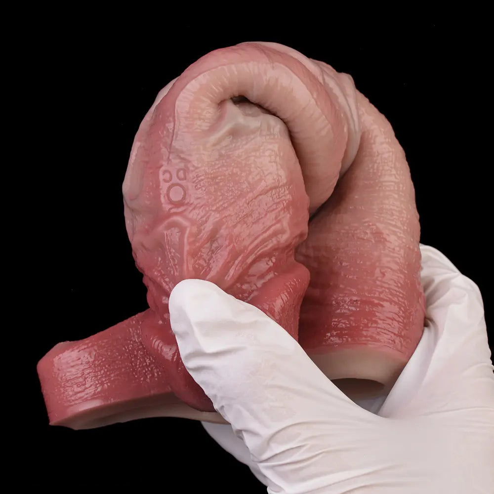 7.36in Vibrating Realistic Remote Silicone Hollow Dildo Sleeve Extender