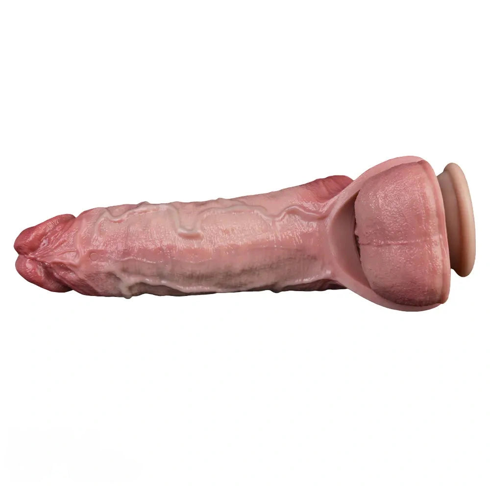 7.36in Vibrating Realistic Remote Silicone Hollow Dildo Sleeve Extender