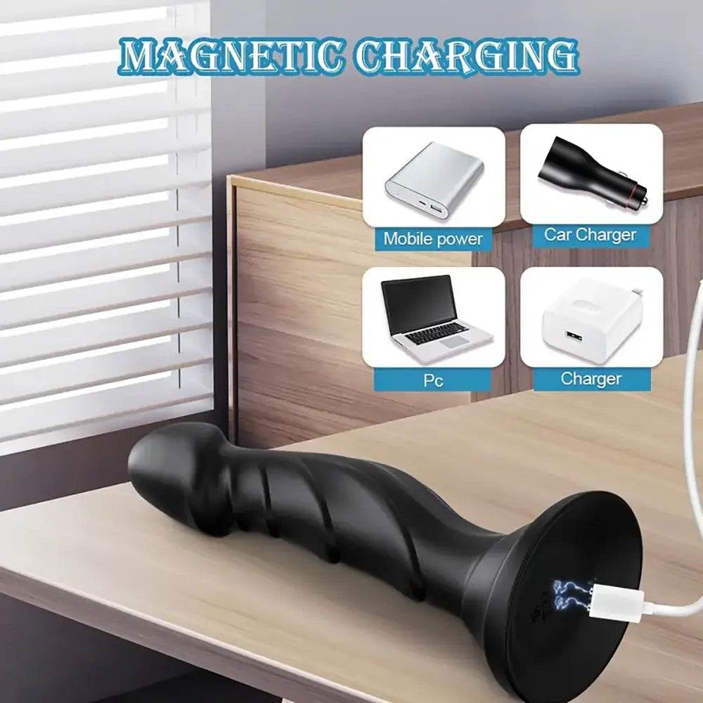 7.36in Vibrating Silicone Soft Automatic Electric Female Male Dildo