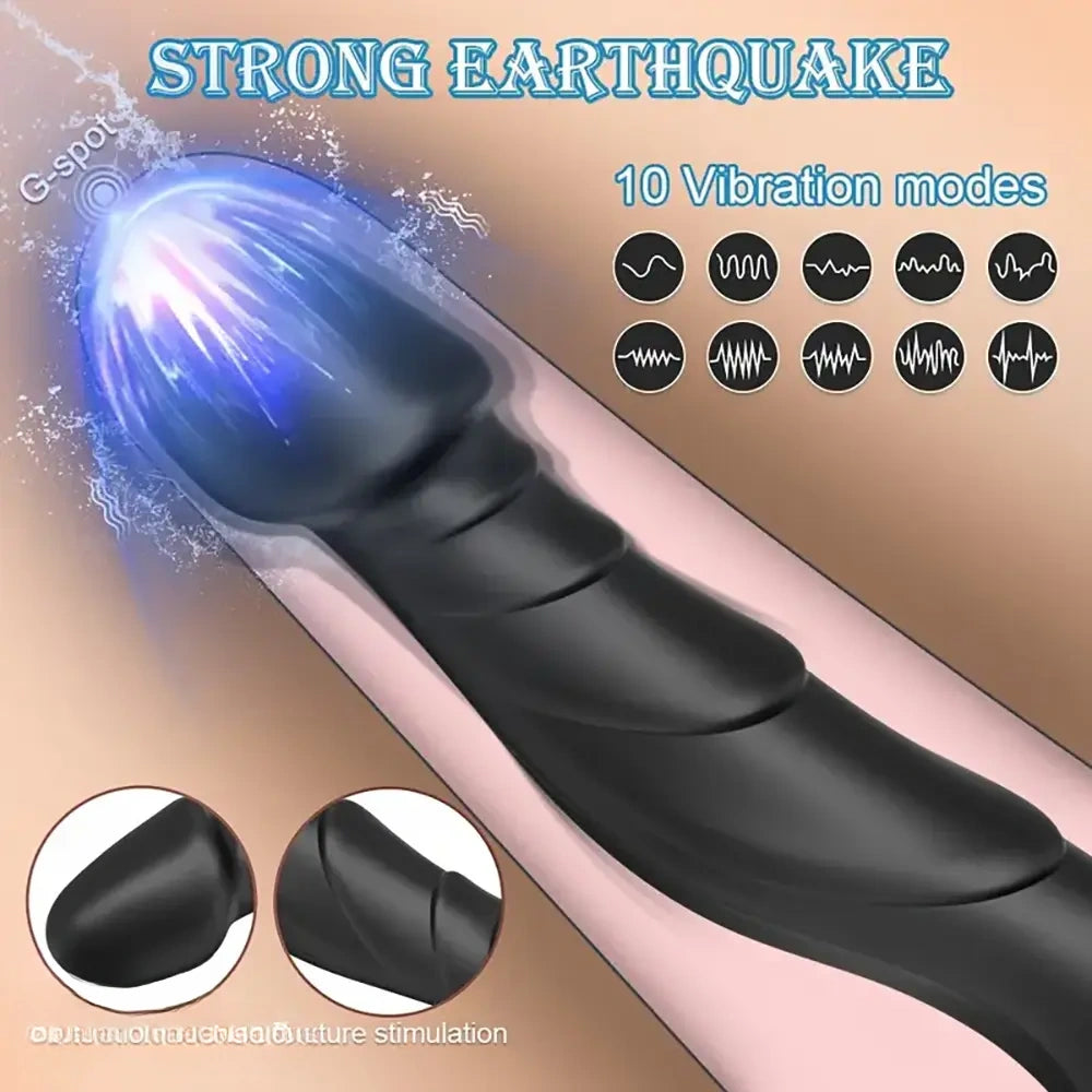7.36in Vibrating Silicone Soft Automatic Electric Female Male Dildo