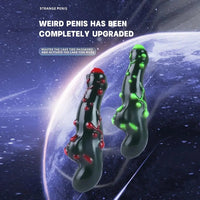 7.38in Alien-Like Colorful Bumps Liquid Silicone Dual-Use Dildo For Men