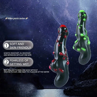 7.38in Alien-Like Colorful Bumps Liquid Silicone Dual-Use Dildo For Men