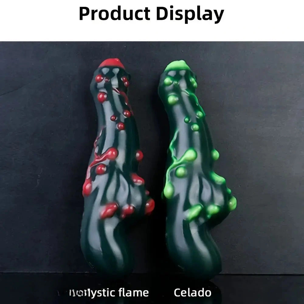 7.38in Alien-Like Colorful Bumps Liquid Silicone Dual-Use Dildo For Men