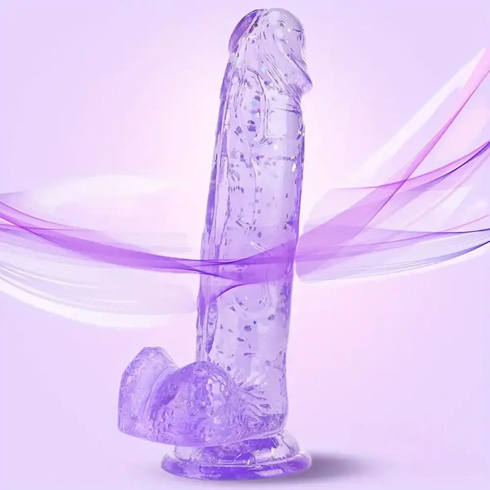 7.3in 7.9in Medical TPE Confetti Clear Dildo For Beginner Sex