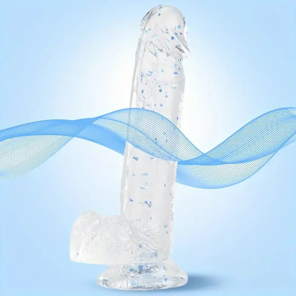 7.3in 7.9in Medical TPE Confetti Clear Dildo For Beginner Sex