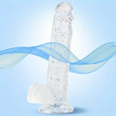7.3in 7.9in Medical TPE Confetti Clear Dildo For Beginner Sex
