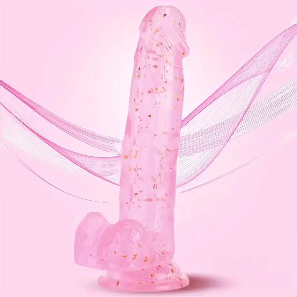 7.3in 7.9in Medical TPE Confetti Clear Dildo For Beginner Sex