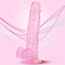 7.3in 7.9in Medical TPE Confetti Clear Dildo For Beginner Sex
