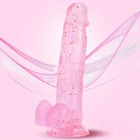 7.3in 7.9in Medical TPE Confetti Clear Dildo For Beginner Sex