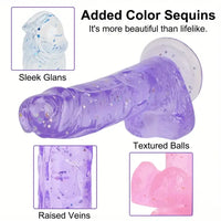 7.3in 7.9in Medical TPE Confetti Clear Dildo For Beginner Sex