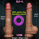 7.3in 8.6in Soft Realistic Adult Brown Cock Double Layer Silicone Dildo