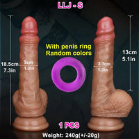 7.3in 8.6in Soft Realistic Adult Brown Cock Double Layer Silicone Dildo