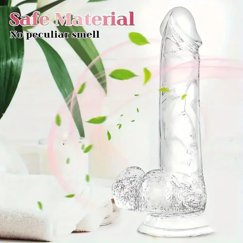7.3in Clear Real Skin Like Dildo For Female Male Love Pleasure Sex