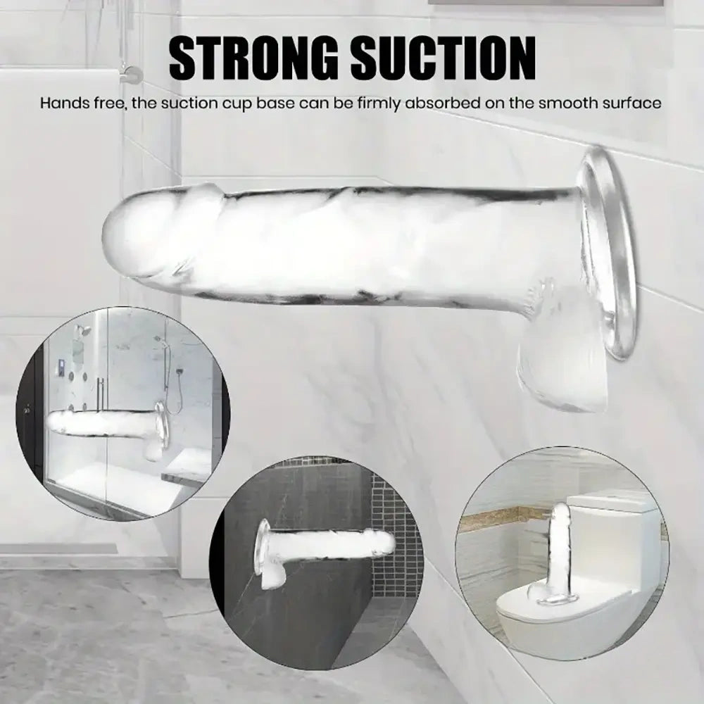 7.3in Clear Real Skin Like Dildo For Female Male Love Pleasure Sex