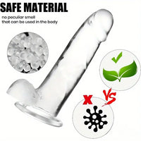7.3in Clear Real Skin Like Dildo For Female Male Love Pleasure Sex