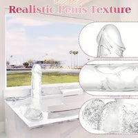 7.3in Clear Real Skin Like Dildo For Female Male Love Pleasure Sex
