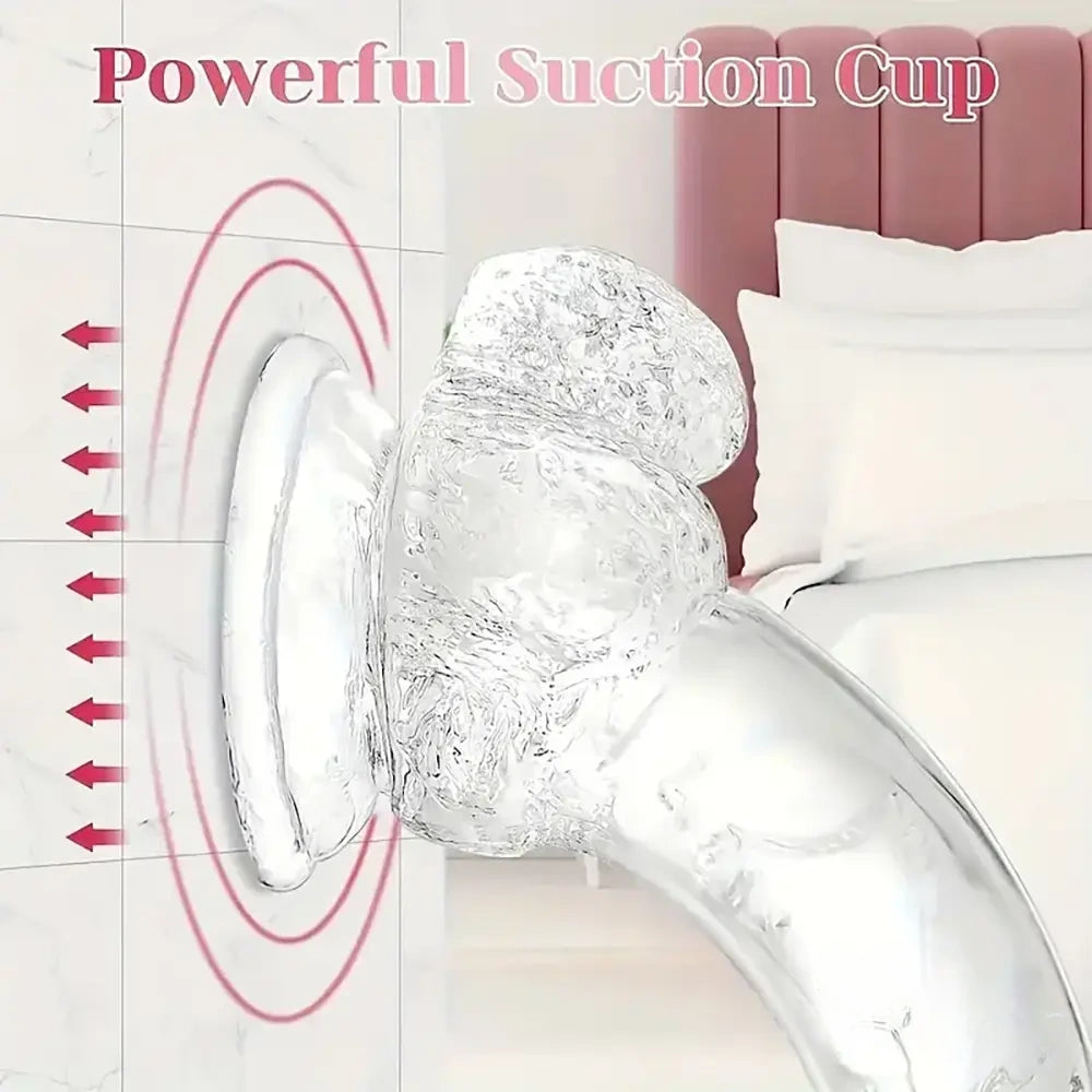 7.3in Clear Real Skin Like Dildo For Female Male Love Pleasure Sex