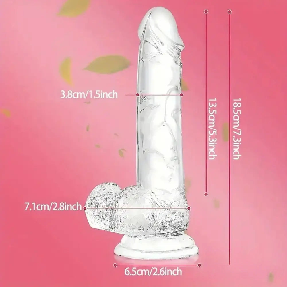 7.3in Clear Real Skin Like Dildo For Female Male Love Pleasure Sex