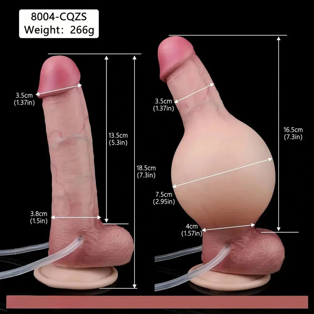 7.3in Realistic Inflatable Squirting Soft Silicone Flexible Dildo Vagina Anal Toy