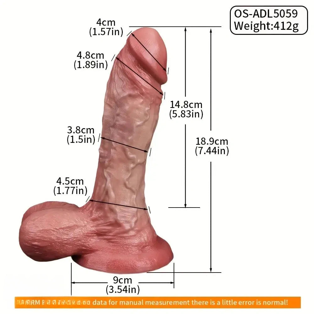 7.44in Double-layer Realistic Liquid Silicone Textured Thick Soft Cock Dildo
