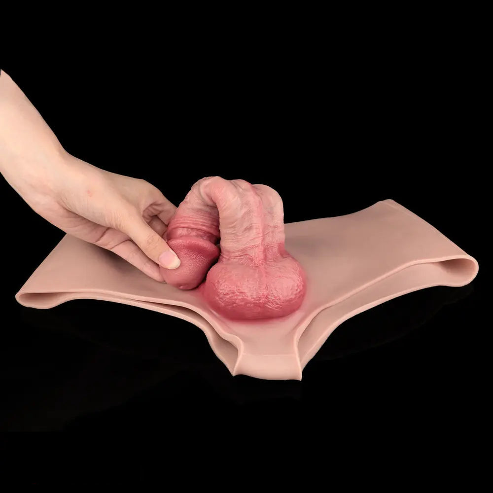 7.44in Hollow Penis Dildo Sleeve Silicone Soft Pants Adult Toy For Women