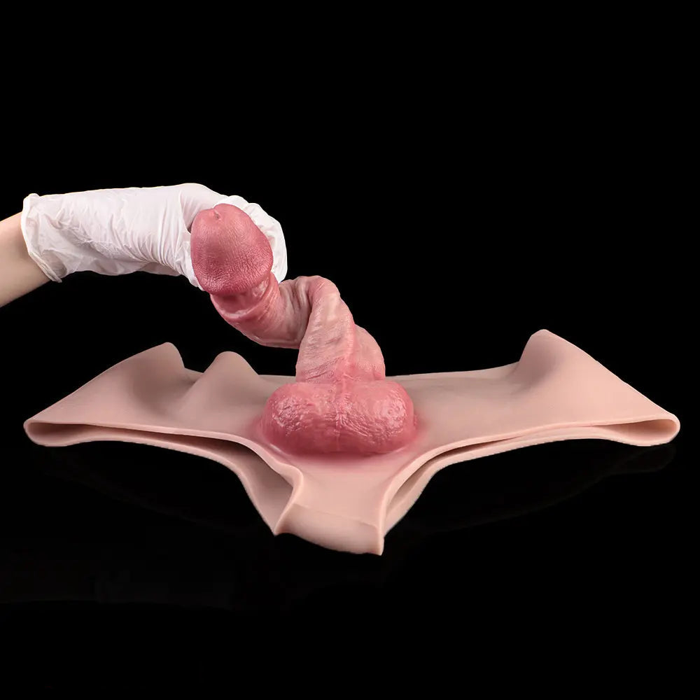 7.44in Hollow Penis Dildo Sleeve Silicone Soft Pants Adult Toy For Women