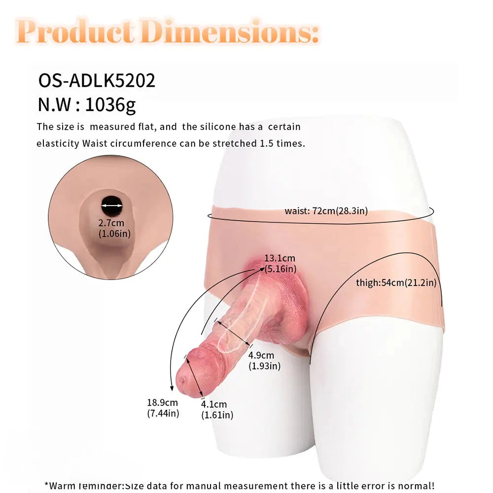 7.44in Hollow Penis Dildo Sleeve Silicone Soft Pants Adult Toy For Women